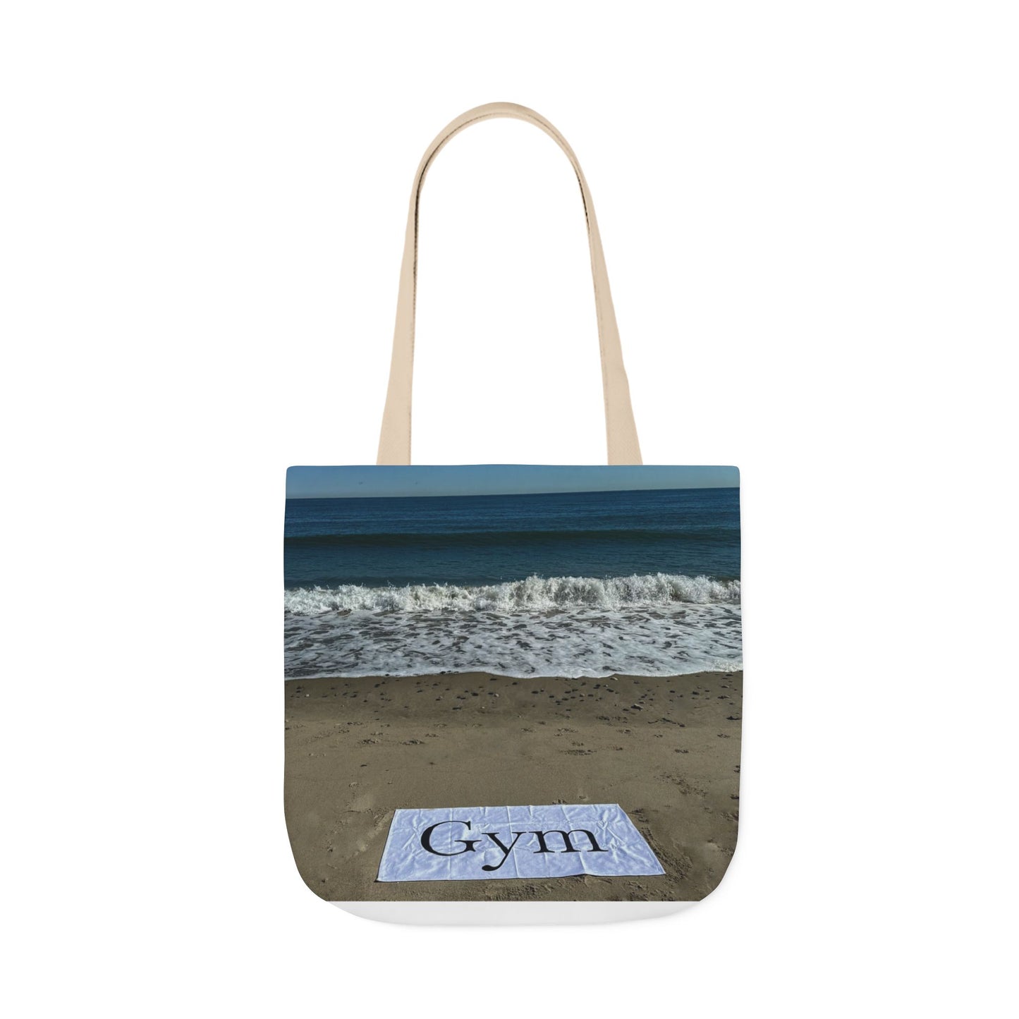 Gym Tote Bag 18” x 18” same print on each side. 5 Handle Color Options. "Beachfront Gym Bag