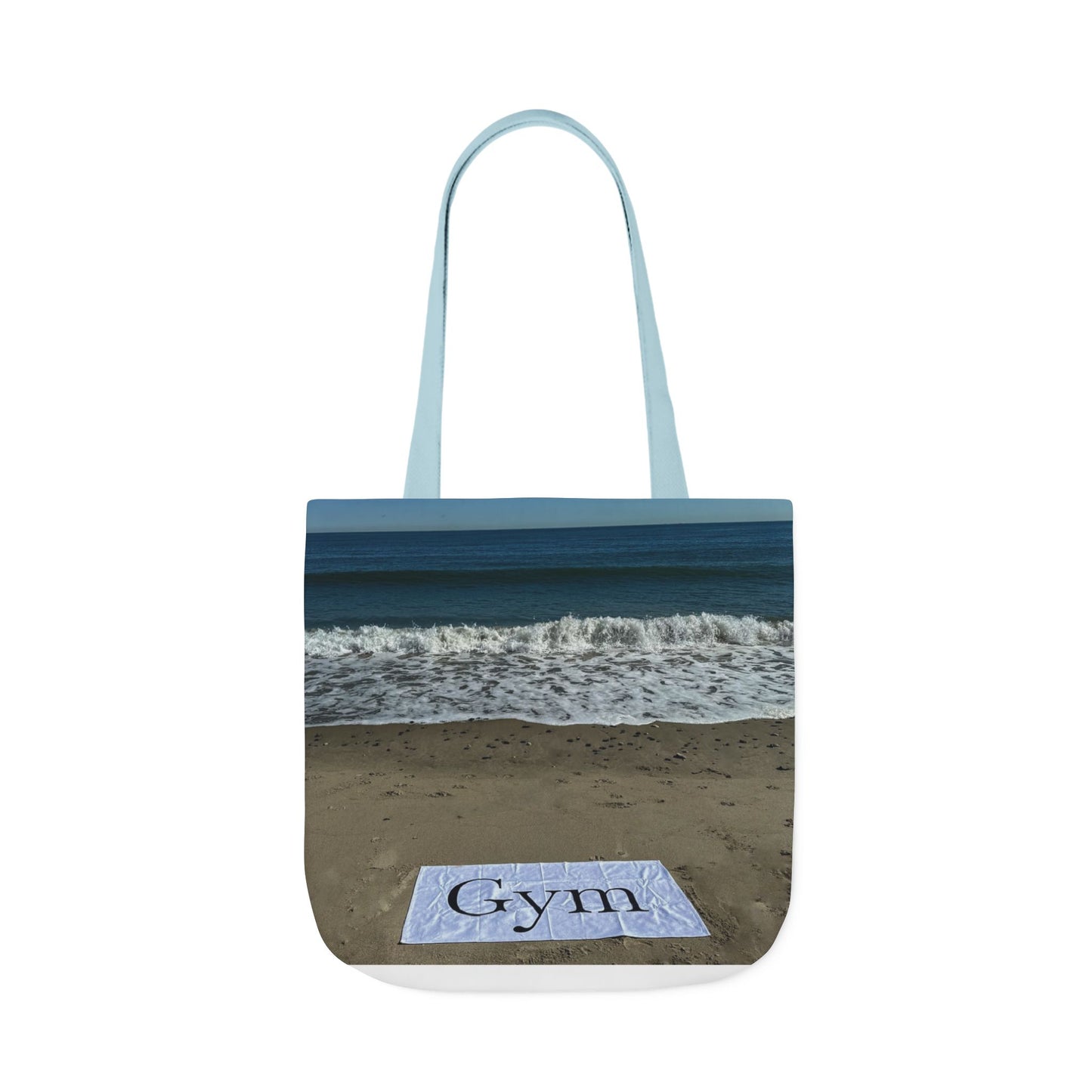 Gym Tote Bag 18” x 18” same print on each side. 5 Handle Color Options. "Beachfront Gym Bag