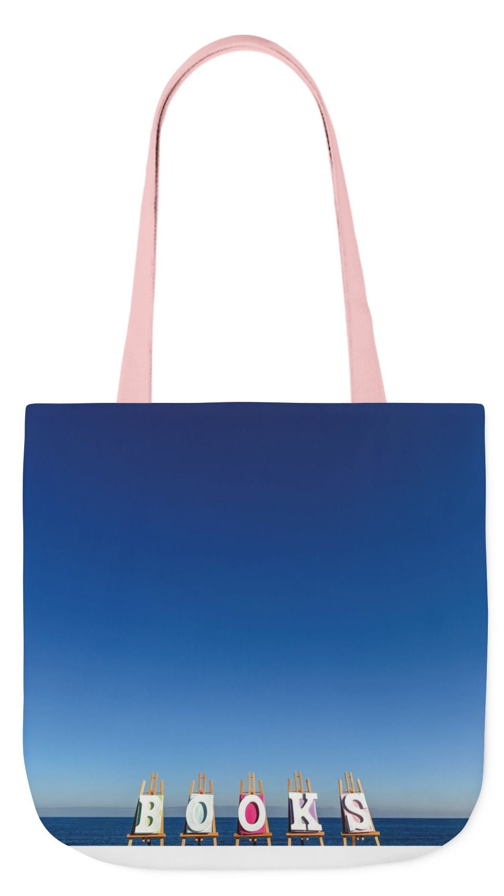 Book Tote Bag 18” x 18” different print on each side.5 Handle Color Options. “Seaside & Beachfront Book Tote Bag”