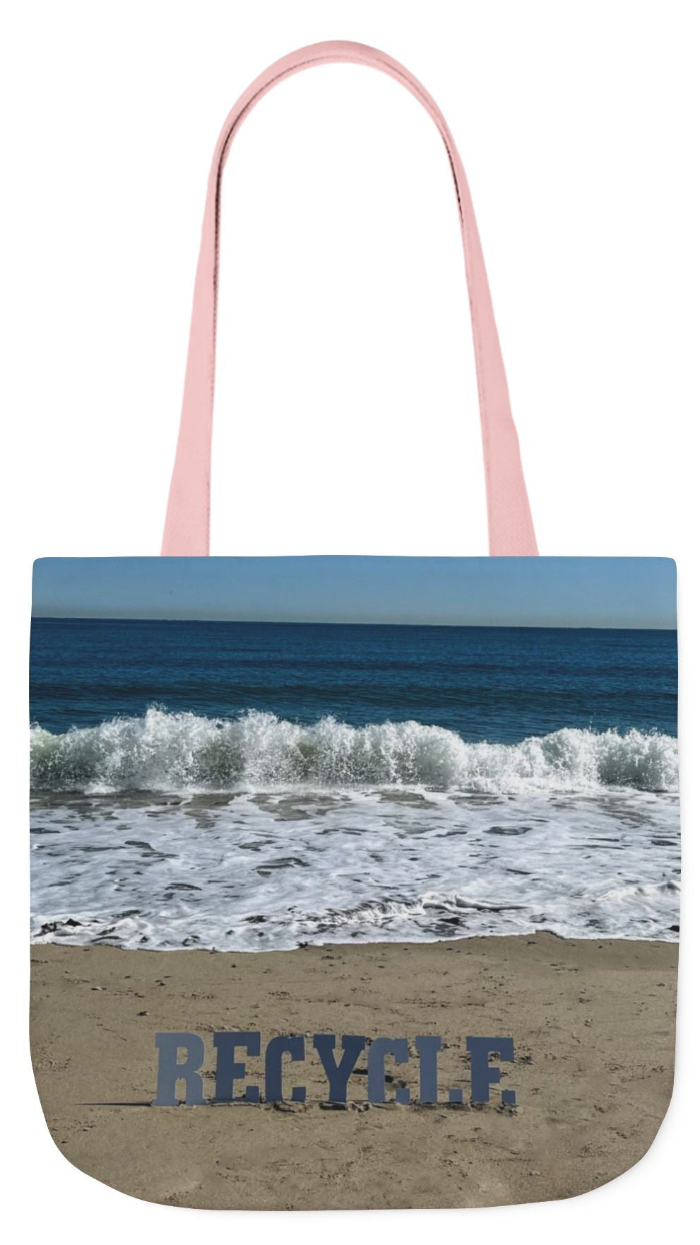 Recycle Tote Bag 18” x 18” same print on each side. 5 Handle Color Options. "Beach Recycle Bag"