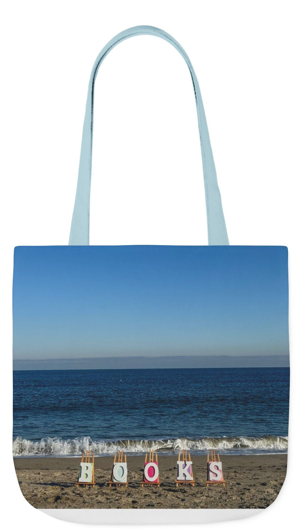 Book Tote Bag 18” x 18” different print on each side.5 Handle Color Options. “Seaside & Beachfront Book Tote Bag”