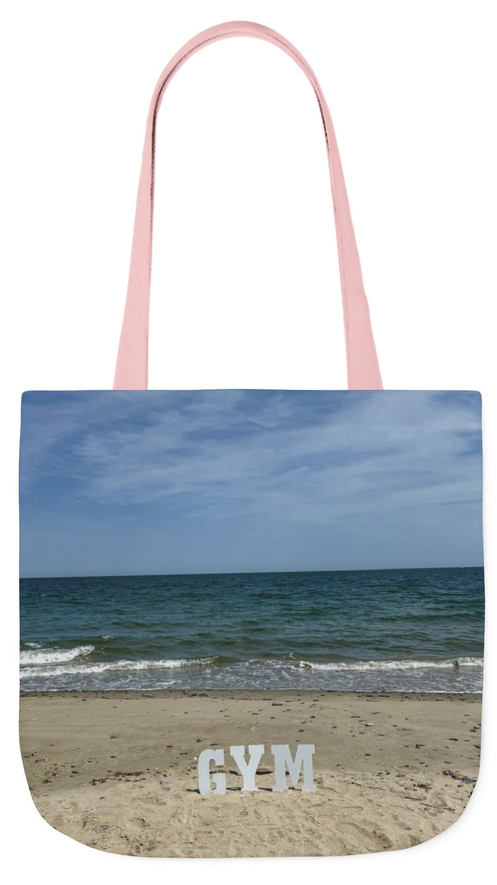 Gym Tote Bag 18” x 18” Same Print on Each Side. 4 Different Handle Color Options. “Beach Gym Bag”