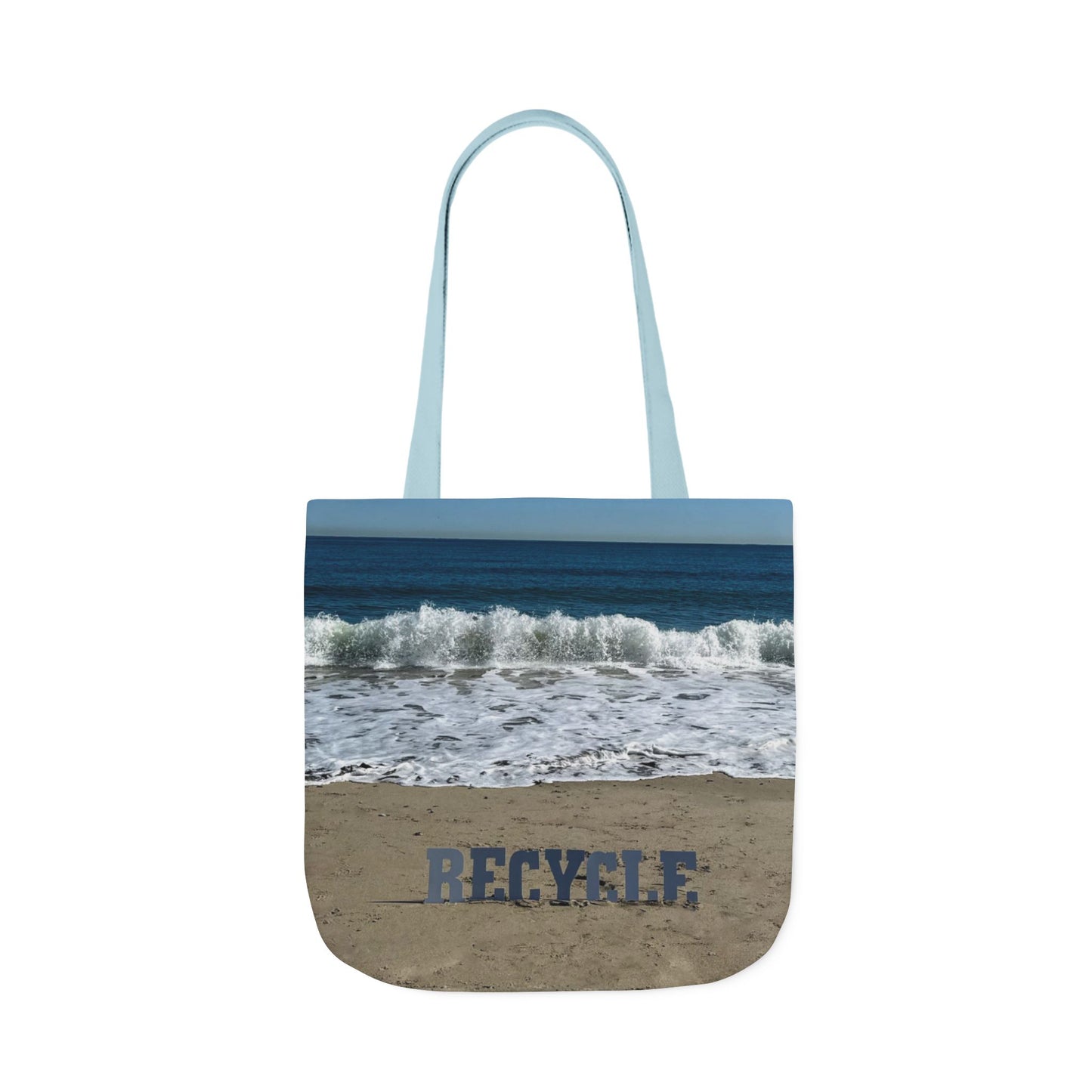 Recycle Tote Bag 18” x 18” same print on each side. 5 Handle Color Options. "Beach Recycle Bag Personalized”