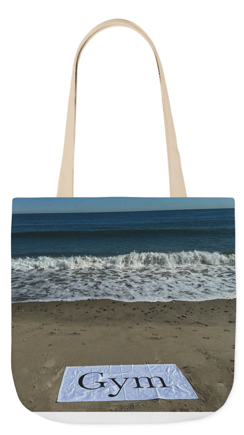 Gym Tote Bag 18” x 18” same print on each side. 5 Handle Color Options. "Beachfront Gym Bag