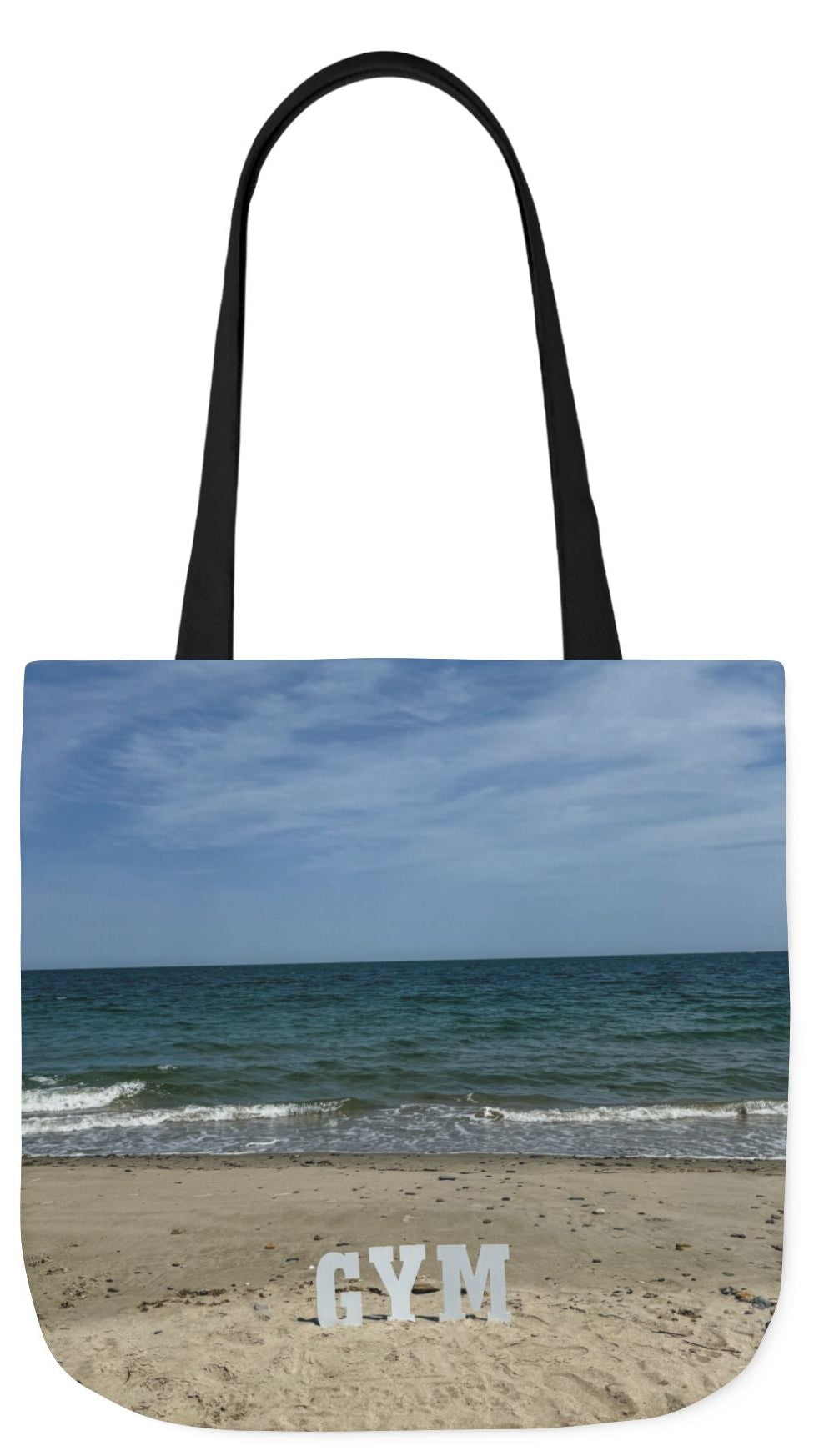 Gym Tote Bag 18” x 18” Same Print on Each Side. 4 Different Handle Color Options. “Beach Gym Bag”