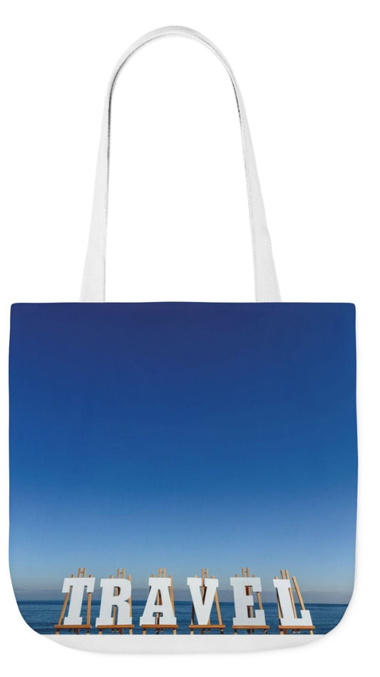 Travel Tote Bag 18" x 18" Same allover print on each side. 4 handle color options. "Seaside Travel Bag"