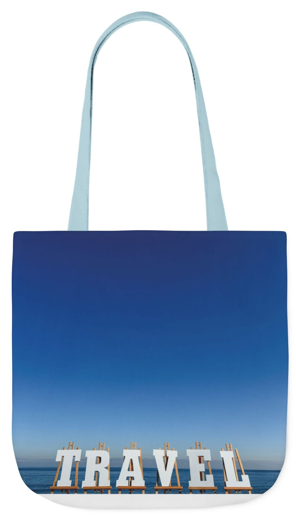 Travel Tote Bag 18" x 18" Same allover print on each side. 4 handle color options. "Seaside Travel Bag" (Personalize it)