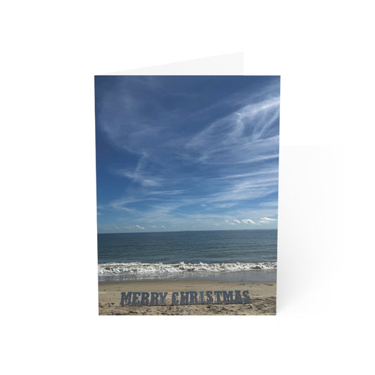 Christmas Cards 10 Pack with Envelopes Blank Inside 5" Width 7" Height  "Beachfront Christmas"