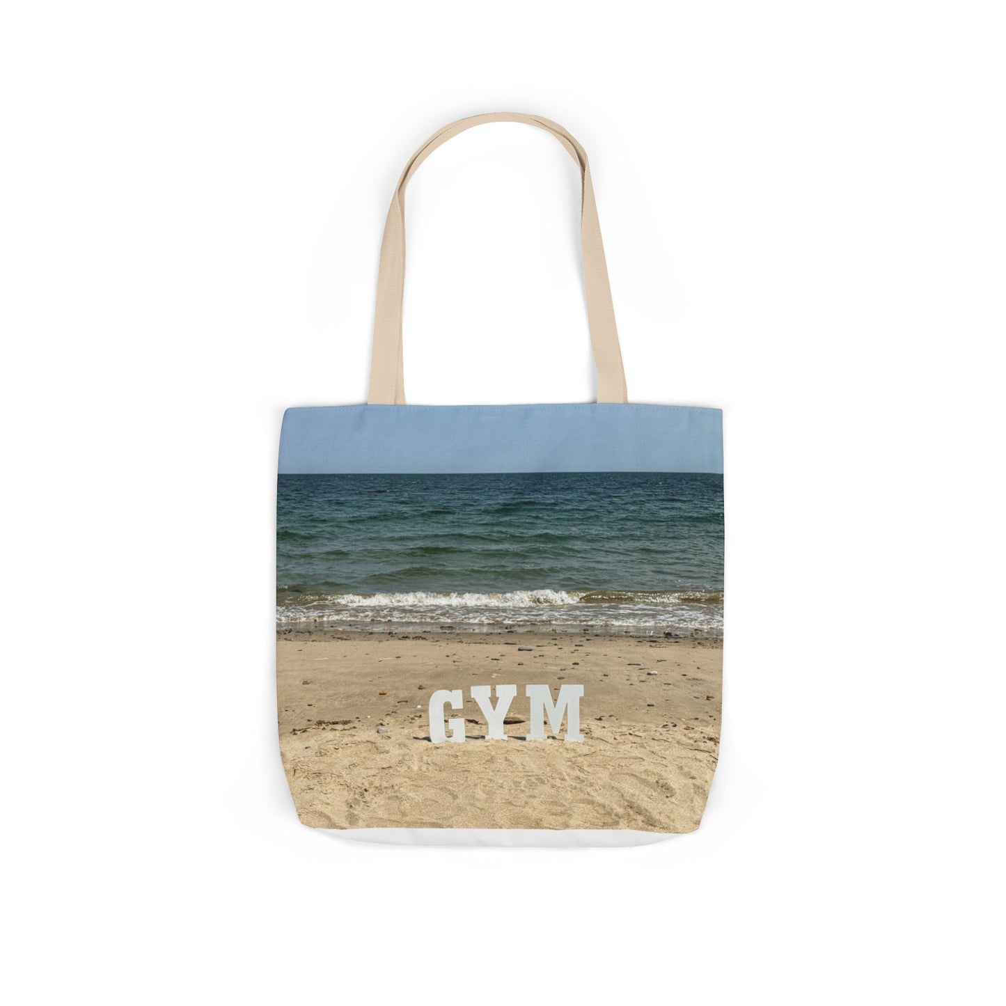 Gym Tote Bag 18” x 18” different print on each side. 5 Handle Color Options. “Seaside & Beach Gym Bag”