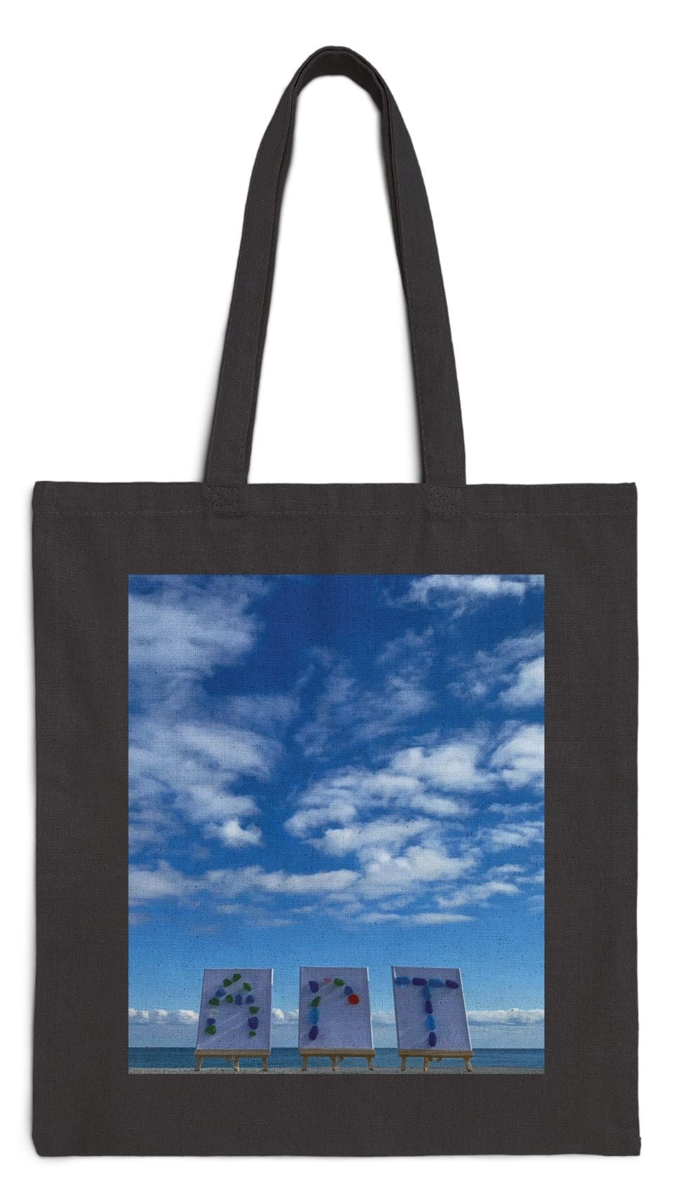 Art Tote Bag Black 15" x 16" Cotton Canvas Print on One Side. "Art in the Clouds"