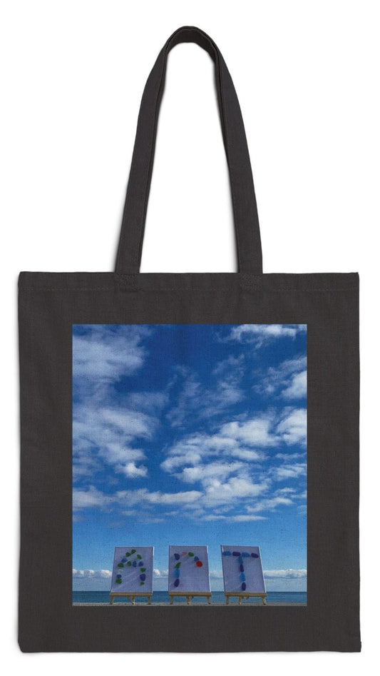 Art Tote Bag Black 15" x 16" Cotton Canvas Print on One Side. "Art in the Clouds"