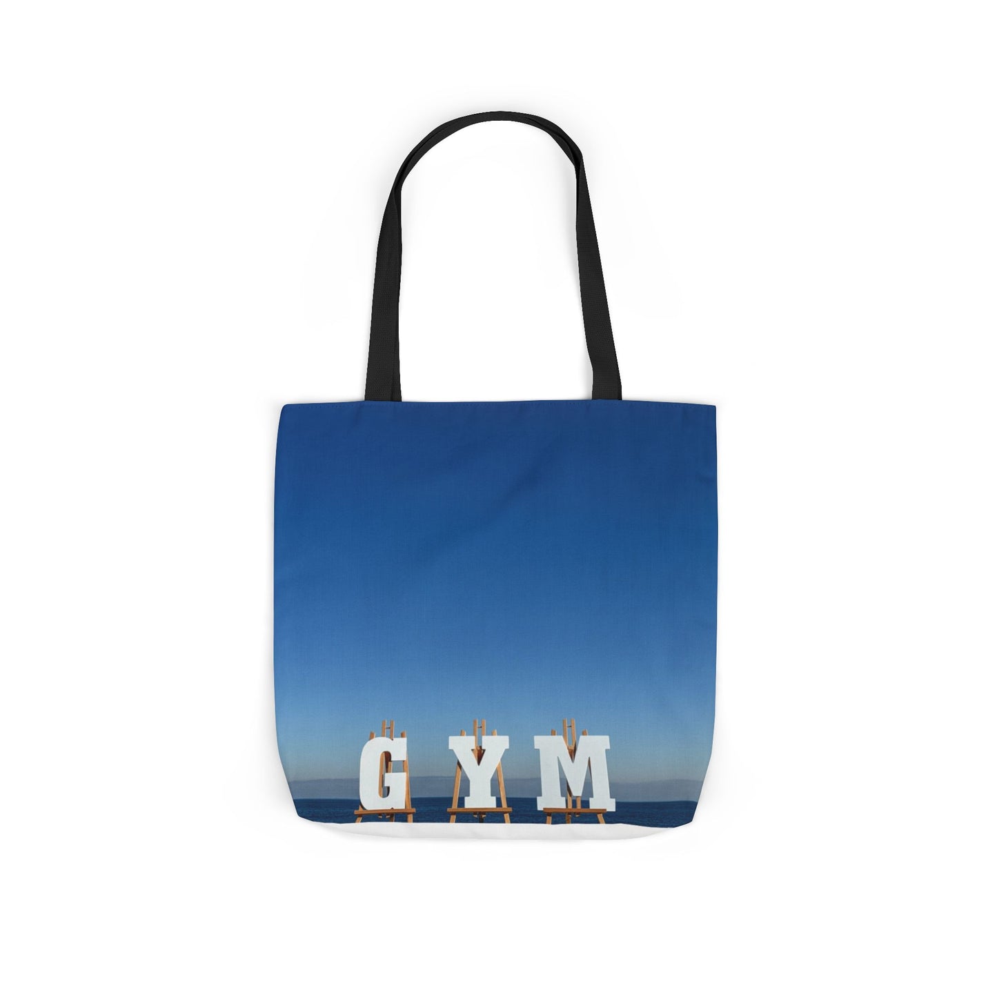 Gym Tote Bag 18” x 18” different print on each side. 5 Handle Color Options. “Seaside & Beach Gym Bag”