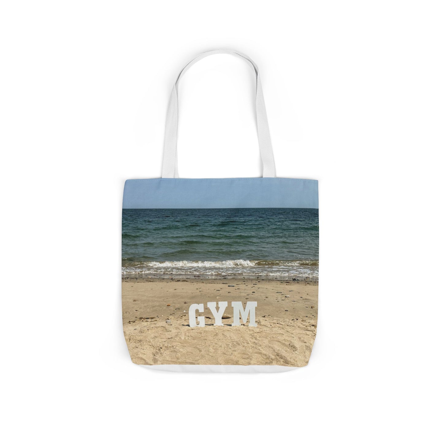 Gym Tote Bag 18” x 18” different print on each side. 5 Handle Color Options. “Seaside & Beach Gym Bag Personalized”
