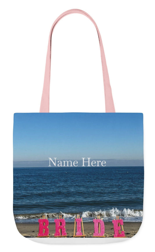 Personalized Beach Bride Bag 18" x 18" Pink or White handle choice