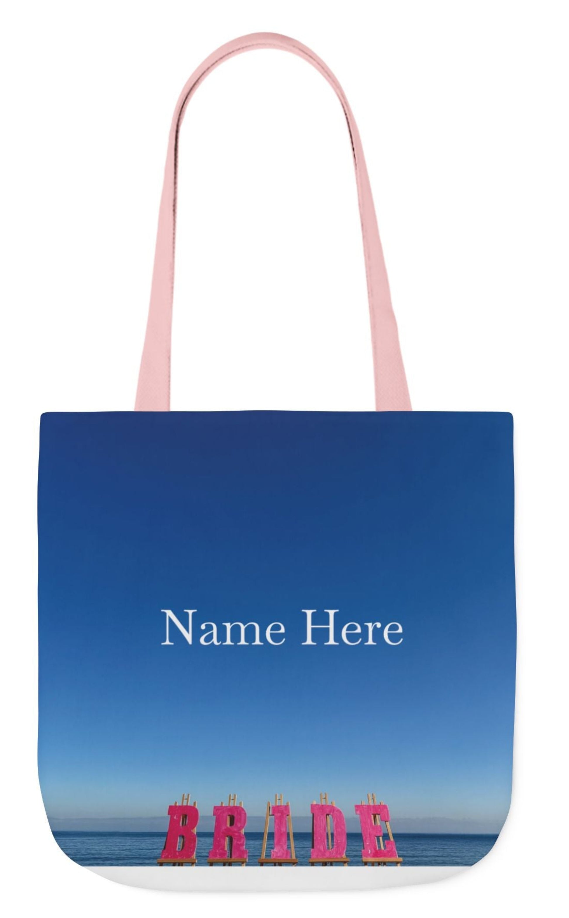 personalized bride tote bag 18 x 18 pink handles