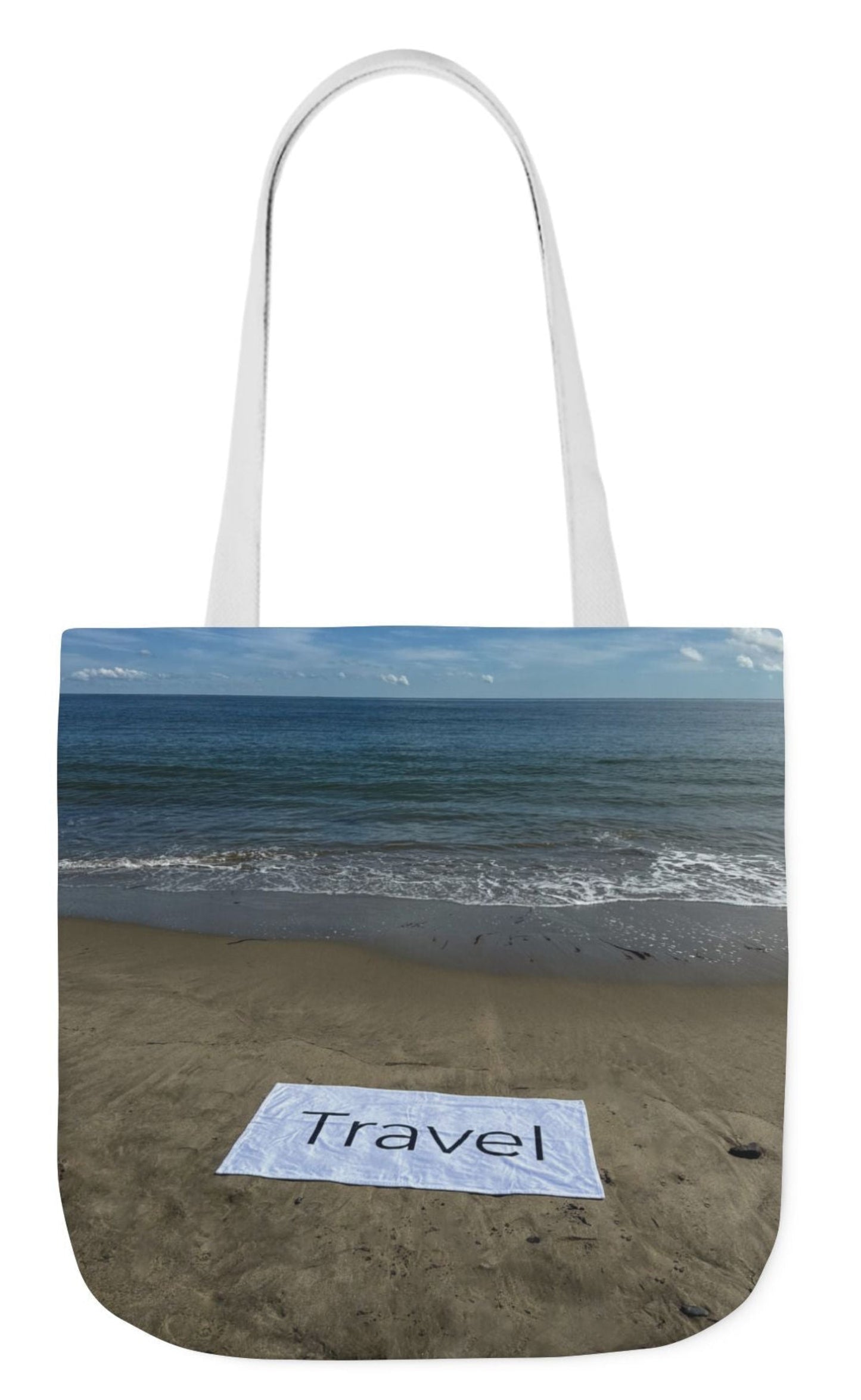 18 x 18 back of personalized travel bag beachfront