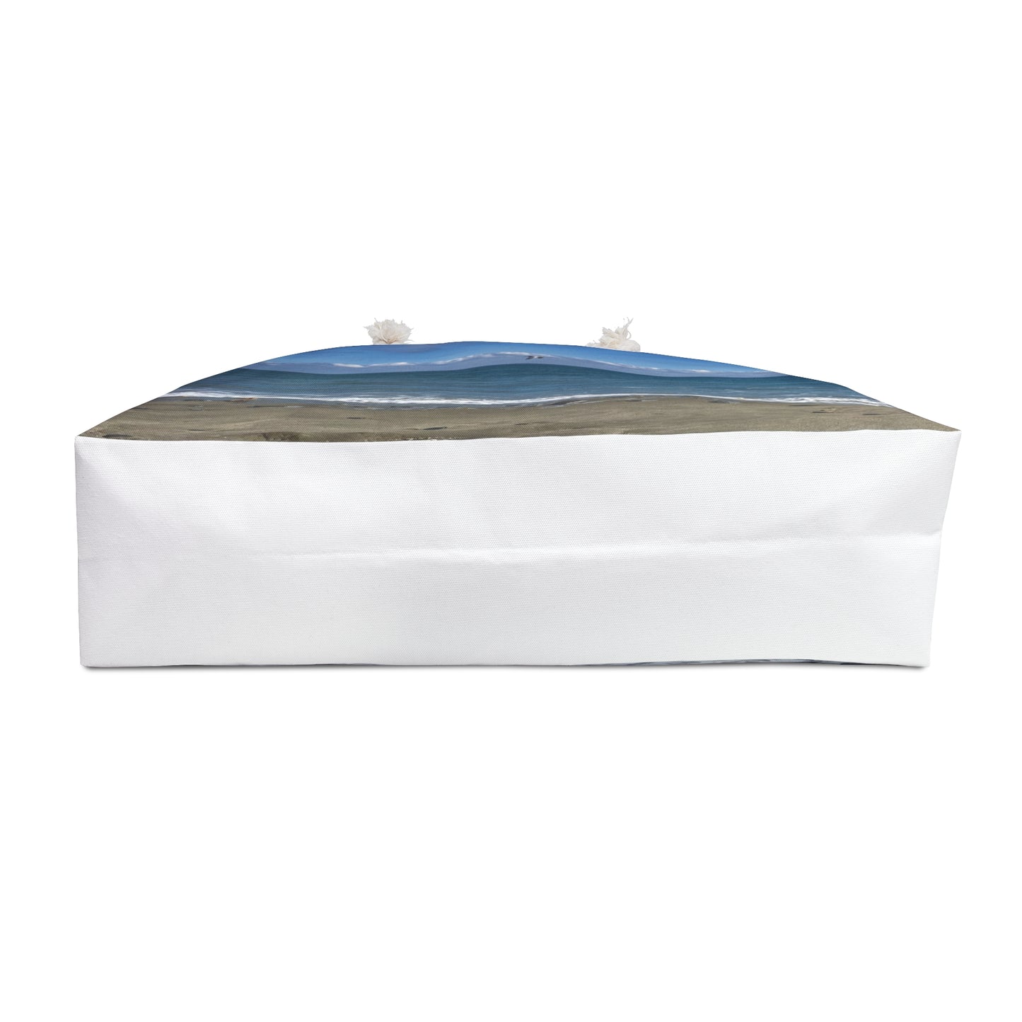 Weekender Tote Bag 24" x 13" with Different Print on Each Side and Rope Handles. “Big Waves & Shore Bird"