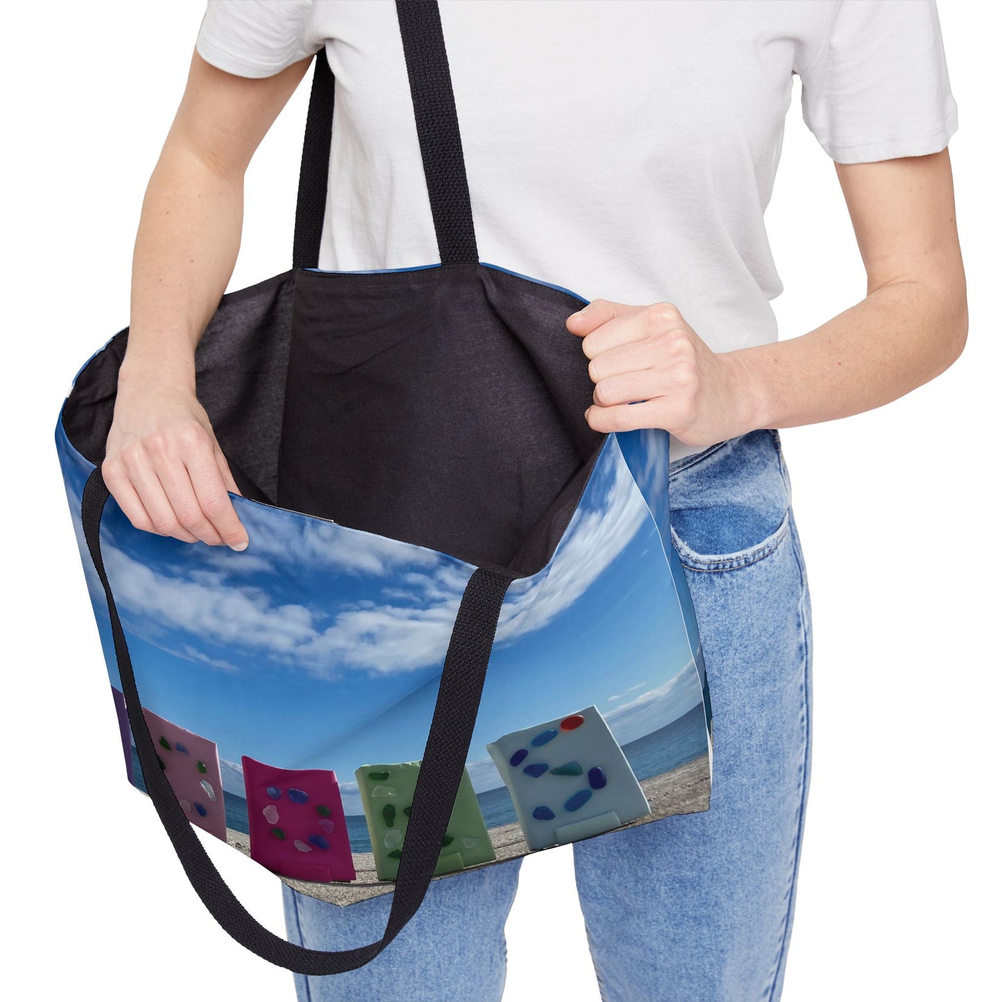 Book Weekender Tote Bag 24" x 13" Same Print on Both Sides. "Shoreline Books"