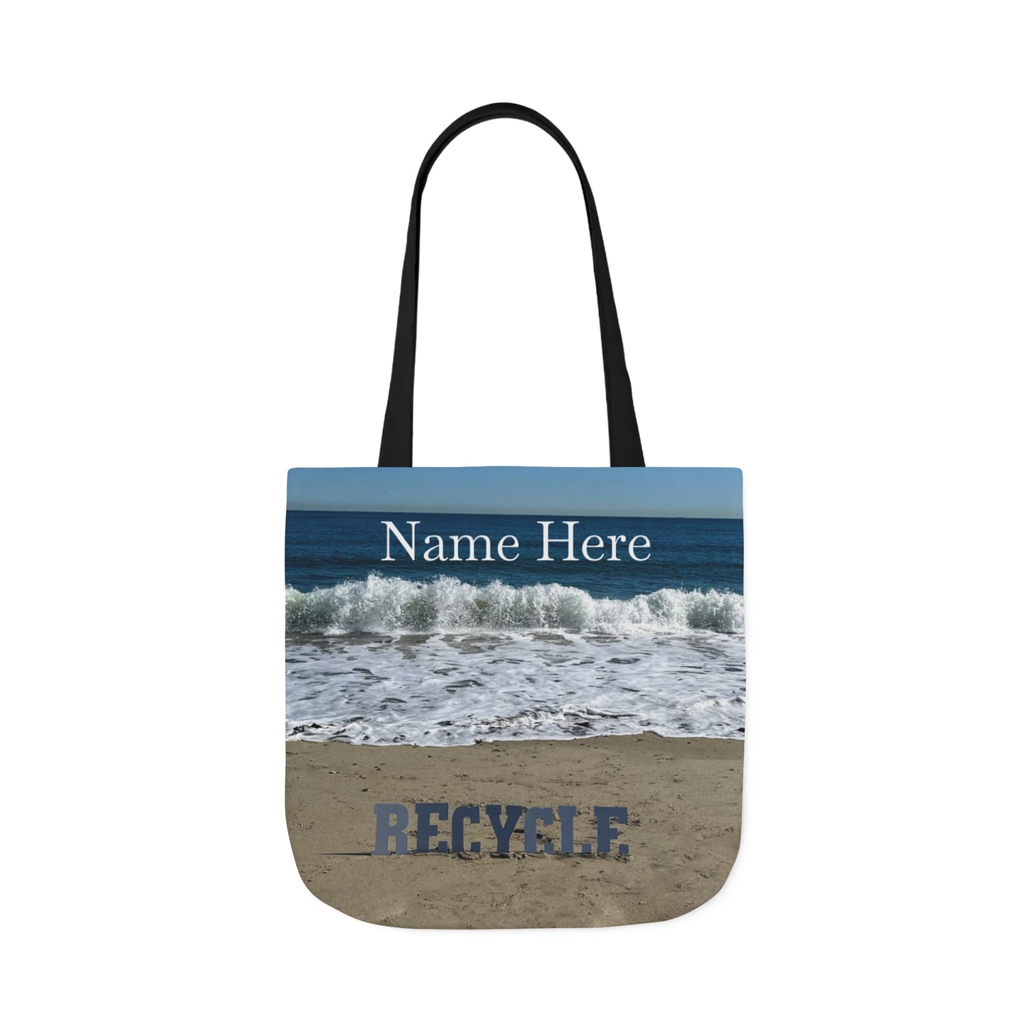 Recycle Tote Bag 18” x 18” same print on each side. 5 Handle Color Options. "Beach Recycle Bag Personalized”