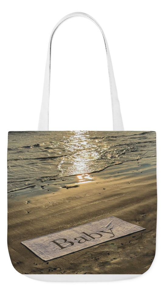 Baby Tote Bag 18" x 18" same print on each side. White, Blue or Pink Handles Choice. "Sunny Seaside Baby Tote Bag"