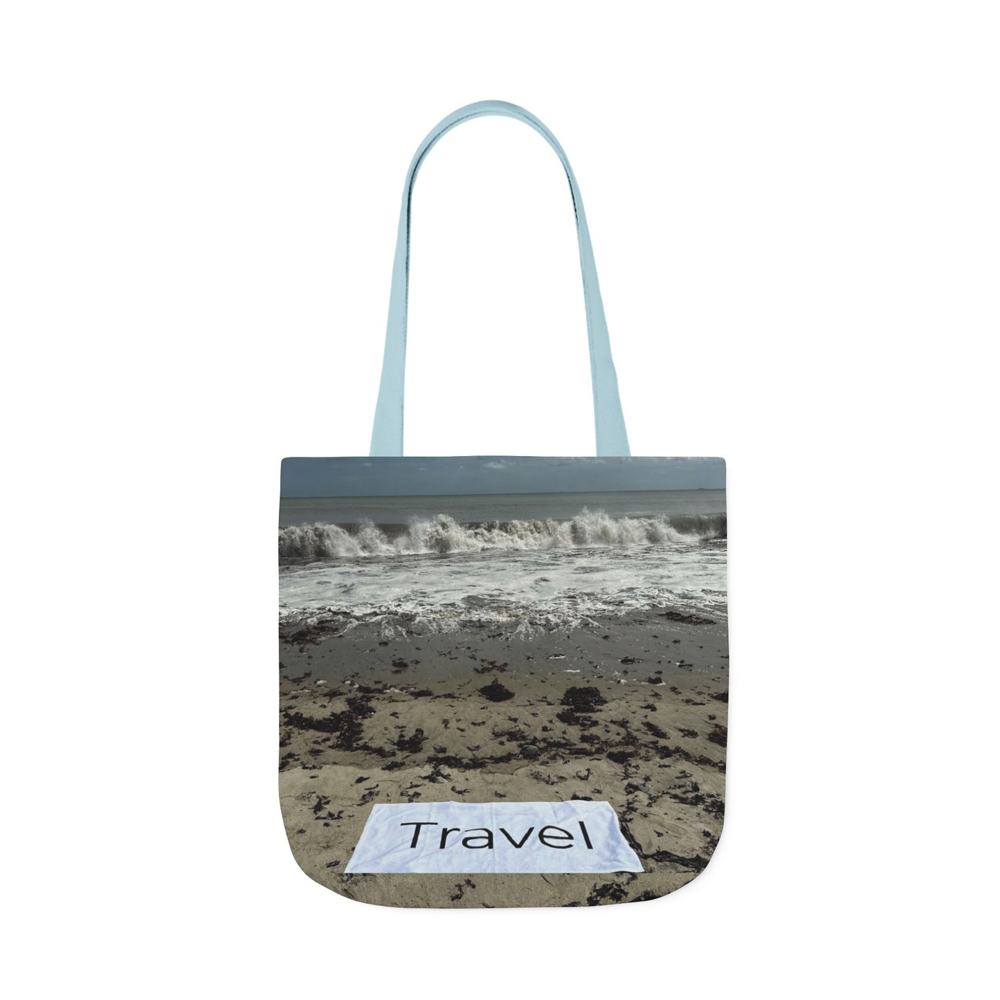 Travel Tote Bag 18” x 18” Same Allover Print on each Side. 4 Handle Color Options. “Wild Waves Travel Bag”