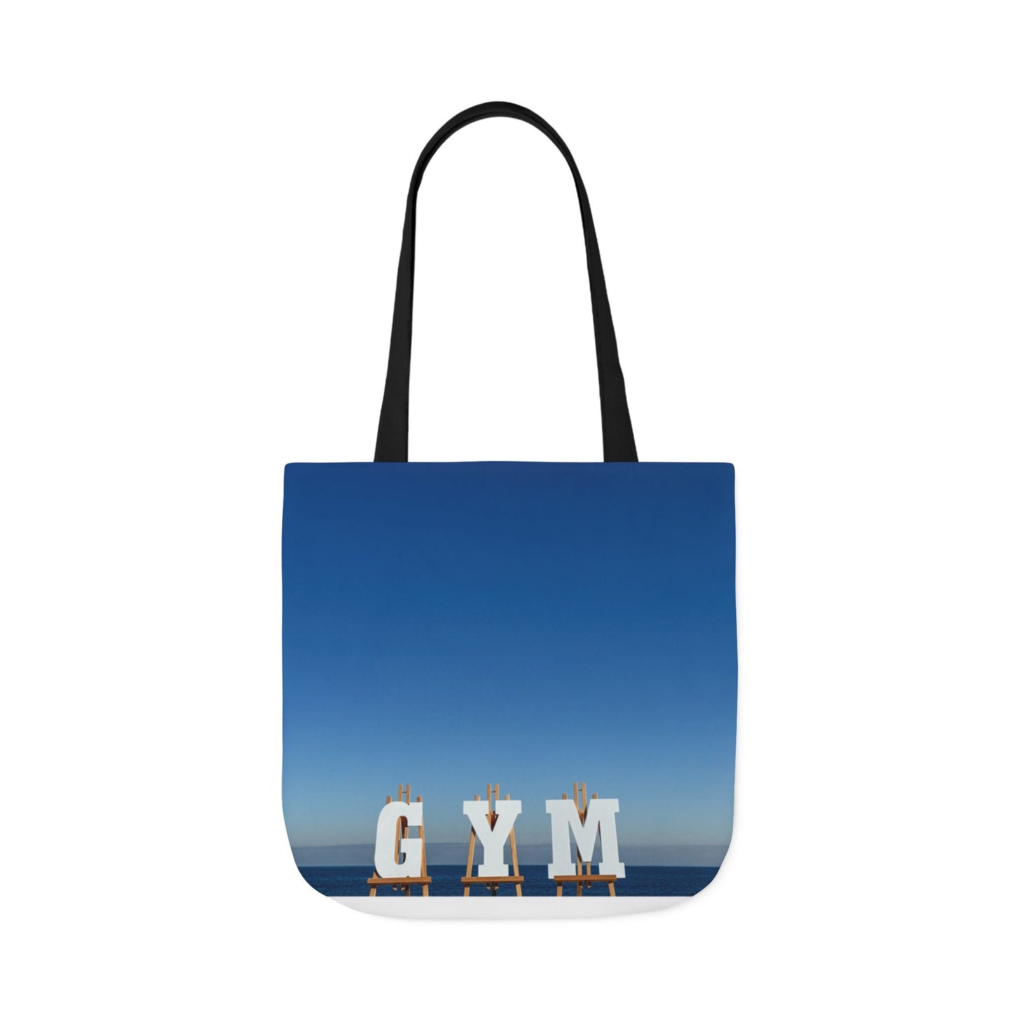 Gym Tote Bag 18” x 18” different print on each side. 5 Handle Color Options. “Seaside & Beach Gym Bag”