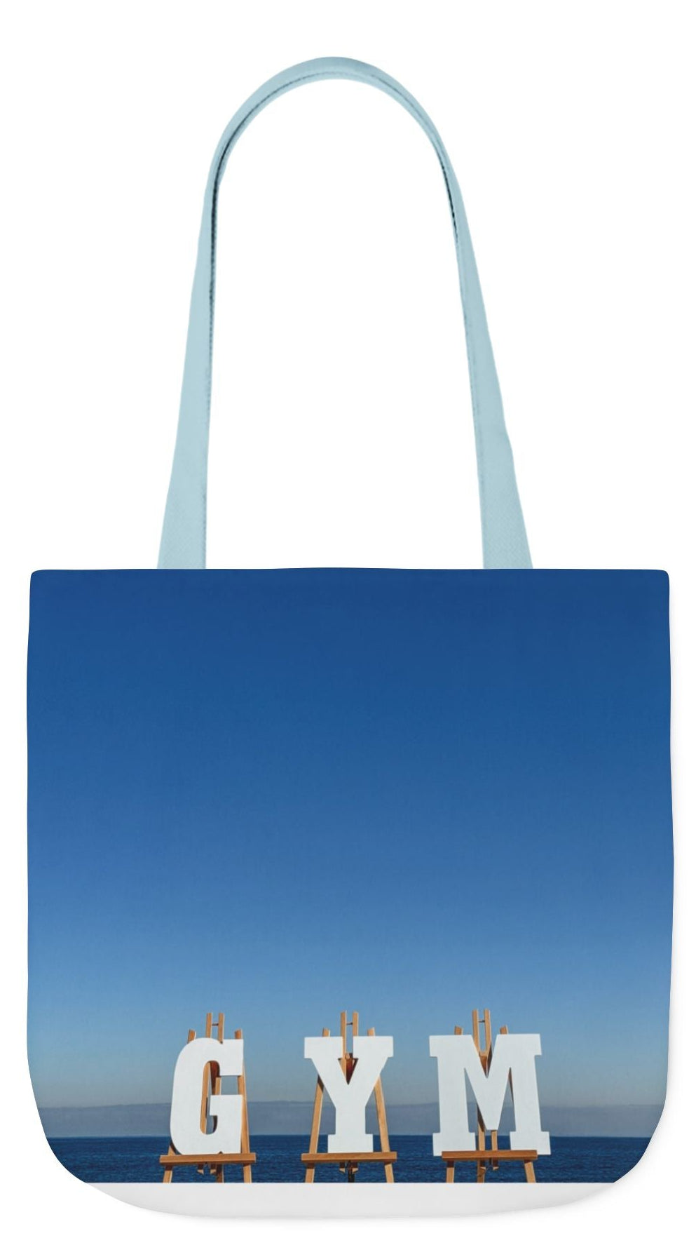 Gym Tote Bag “18 x 18” Same Print on Each Side. 4 Handle Color Options. “Seaside Gym Bag”.