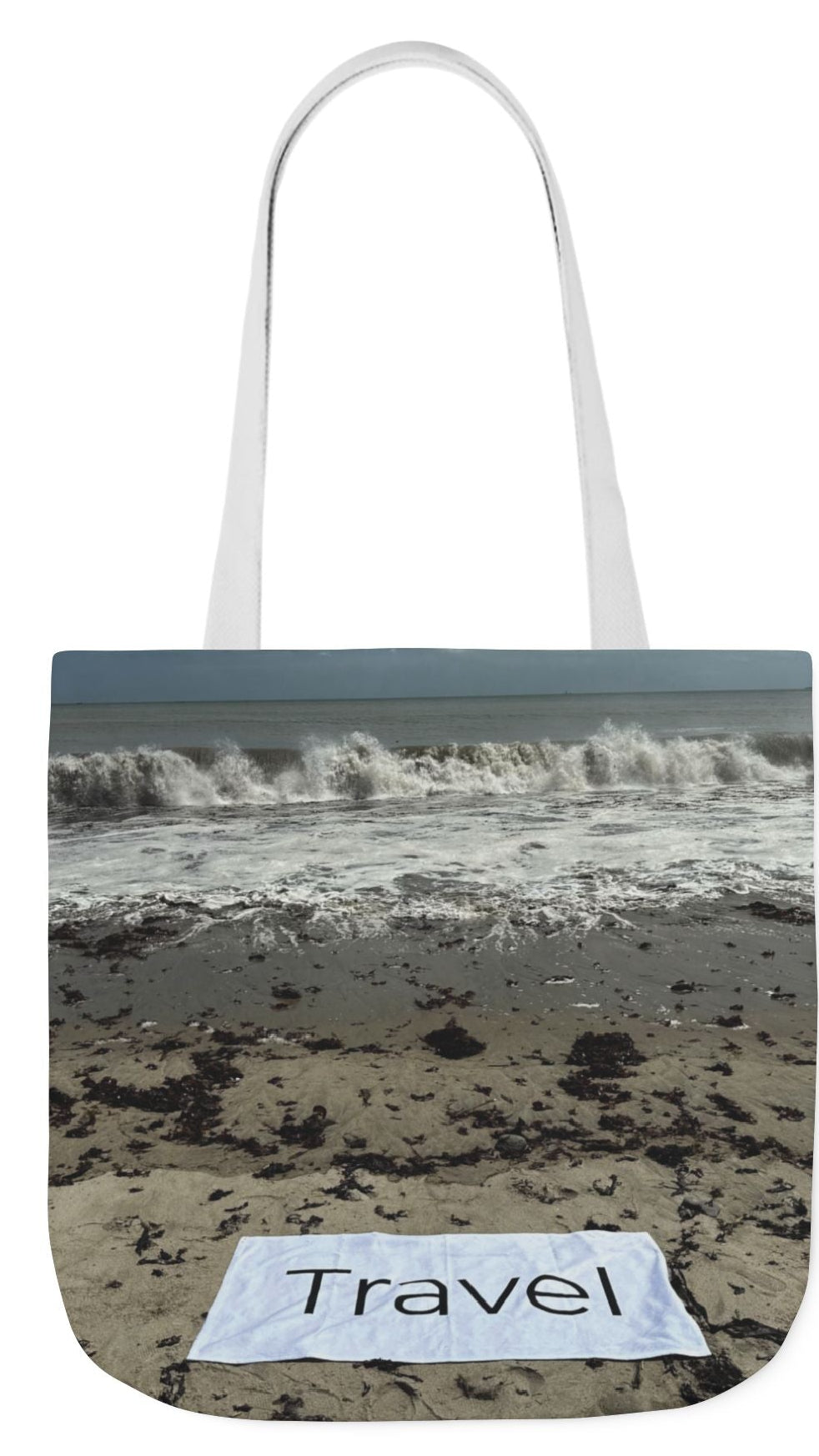 Travel Tote Bag 18” x 18” Same Print on Each Side. 4 Handle Color Options. “Wild Waves Travel Bag Personalized"