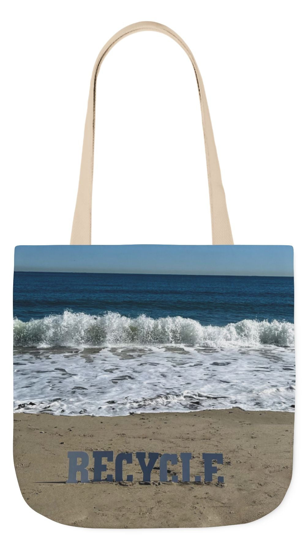 Recycle Tote Bag 18” x 18” same print on each side. 5 Handle Color Options. "Beach Recycle Bag"