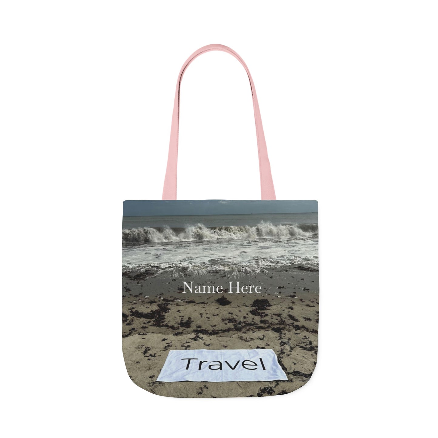 Travel Tote Bag 18” x 18” Same Print on Each Side. 4 Handle Color Options. “Wild Waves Travel Bag Personalized"