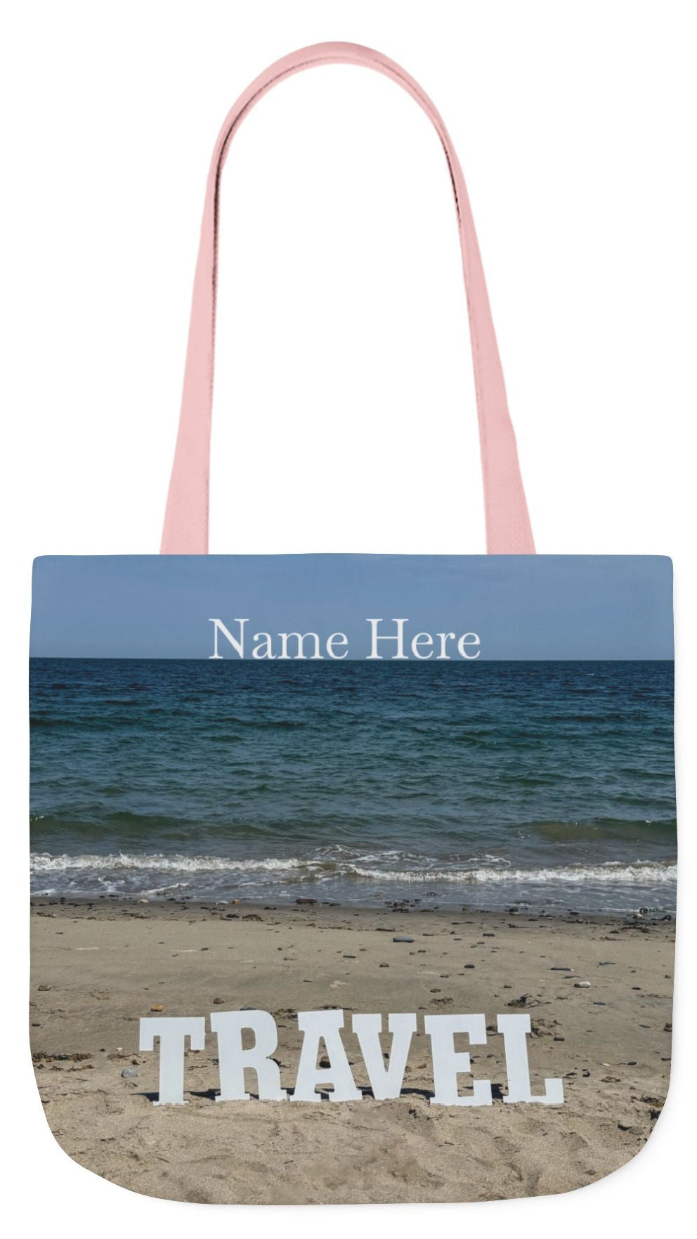 Travel Tote Bag 18” x 18” Same Print on Each Side. 4 Different Handle Color Options. “Beach Travel Bag Personalized"