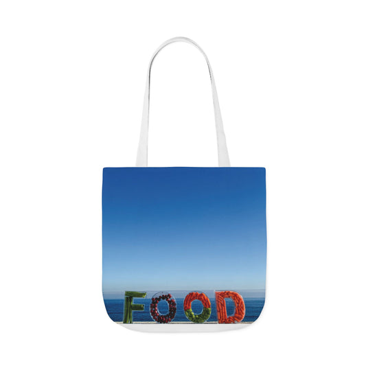 Food Tote Bag 18" x 18" Same Print on Both Sides, 4 Handle Color Options, "Seaside Veggie Food Bag"