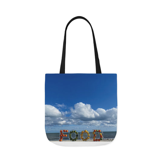Food Tote Bag 18" x 18" with the Same Print on Both Sides and 4 handle color options. "Beachy Food Bag"