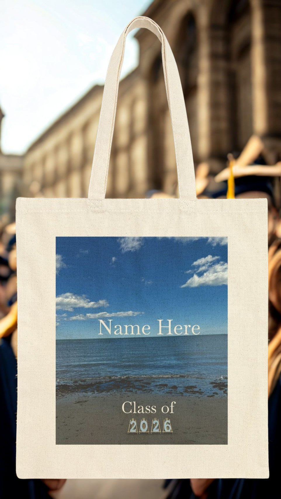 Personalized Seagulls Class of 2026 Tote Bag Natural Color - Graduation Gift