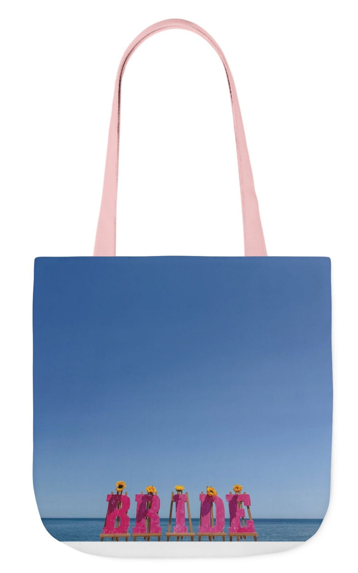bride tote bag 18 x 18 with pink handles 