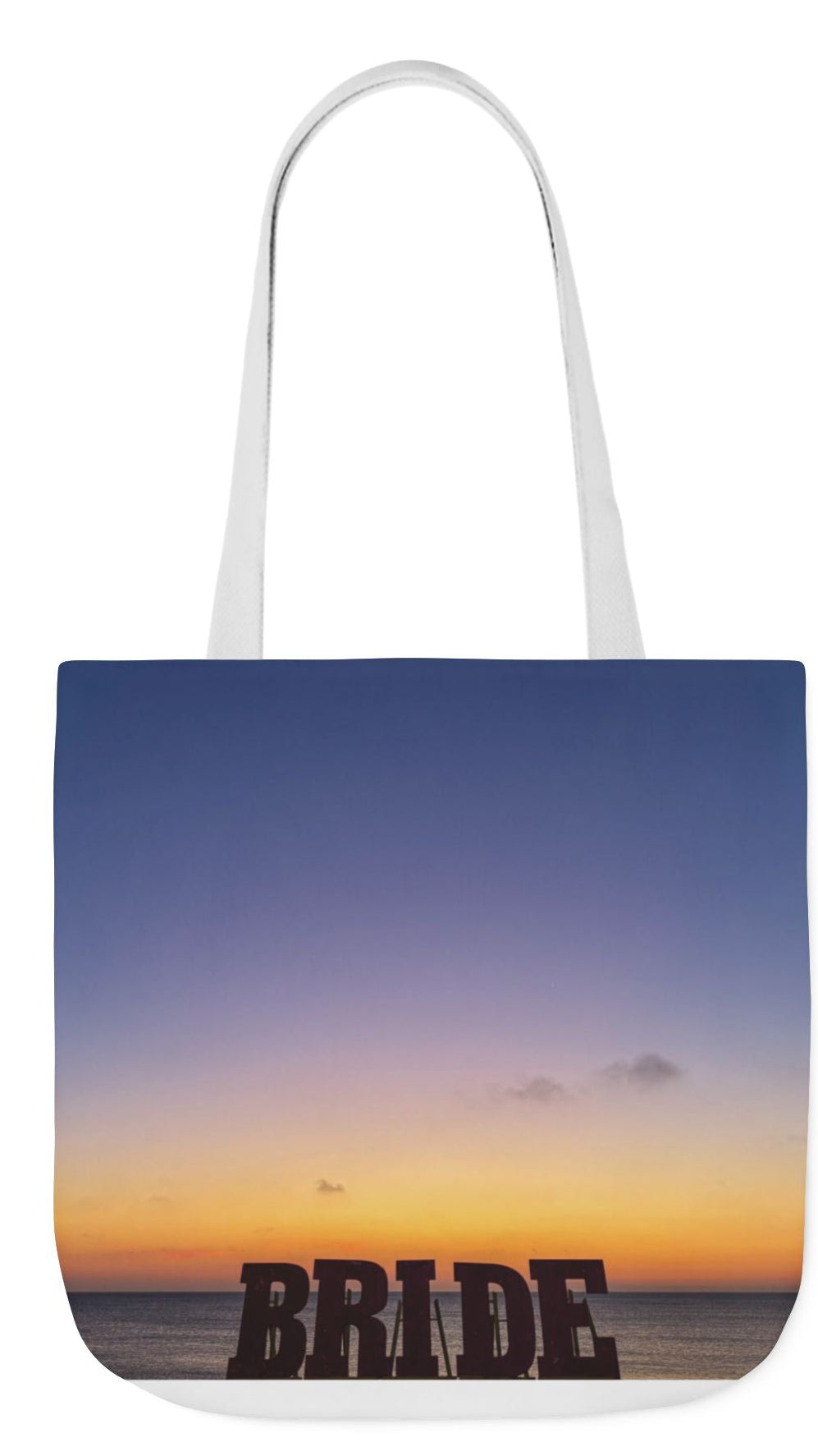 Bride Tote Bag 18” x 18” same print on each side. Choice of Pink or White Handles. "Daybreak Bride Bag"