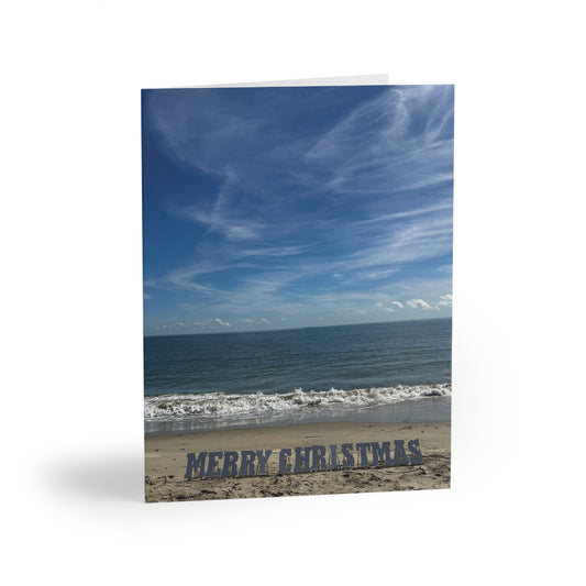 Christmas Cards 8 Pack with Envelopes, Blank Inside 4.25" Width x 5.50" Height "Beachy Christmas"
