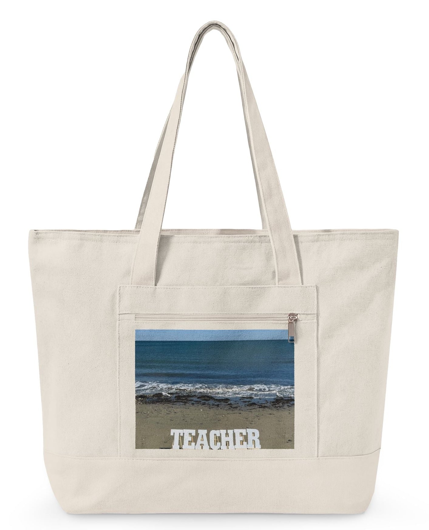 Beachside Teacher Tote Bag- Zippered Series