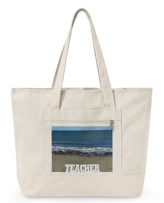 Beachside Teacher Tote Bag- Zippered Series