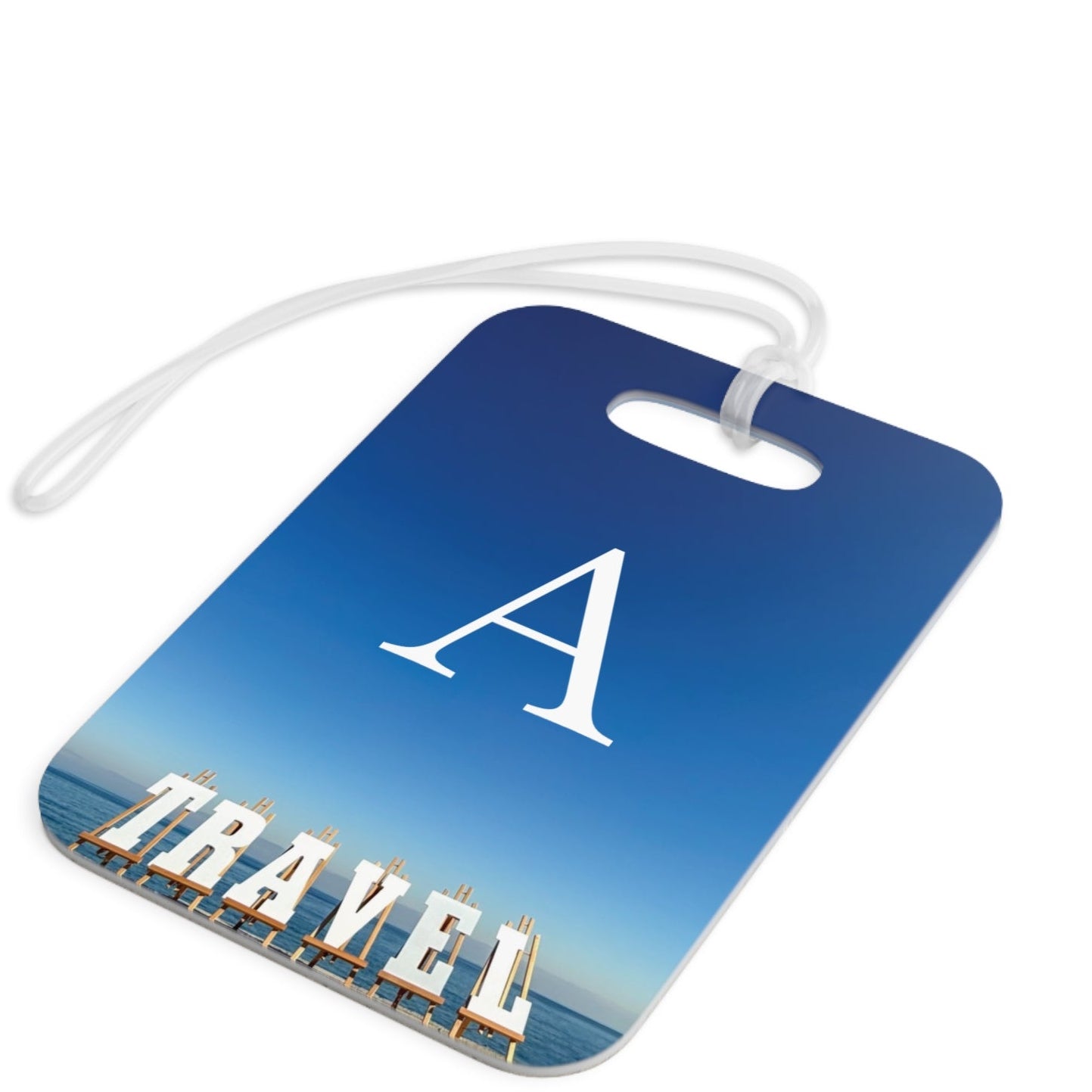 Plastic Luggage Tag Different Print on each side with a Glossy Finish and clear Acrylic tie. (Personalized) "Seaside & Beach Travel Tag"