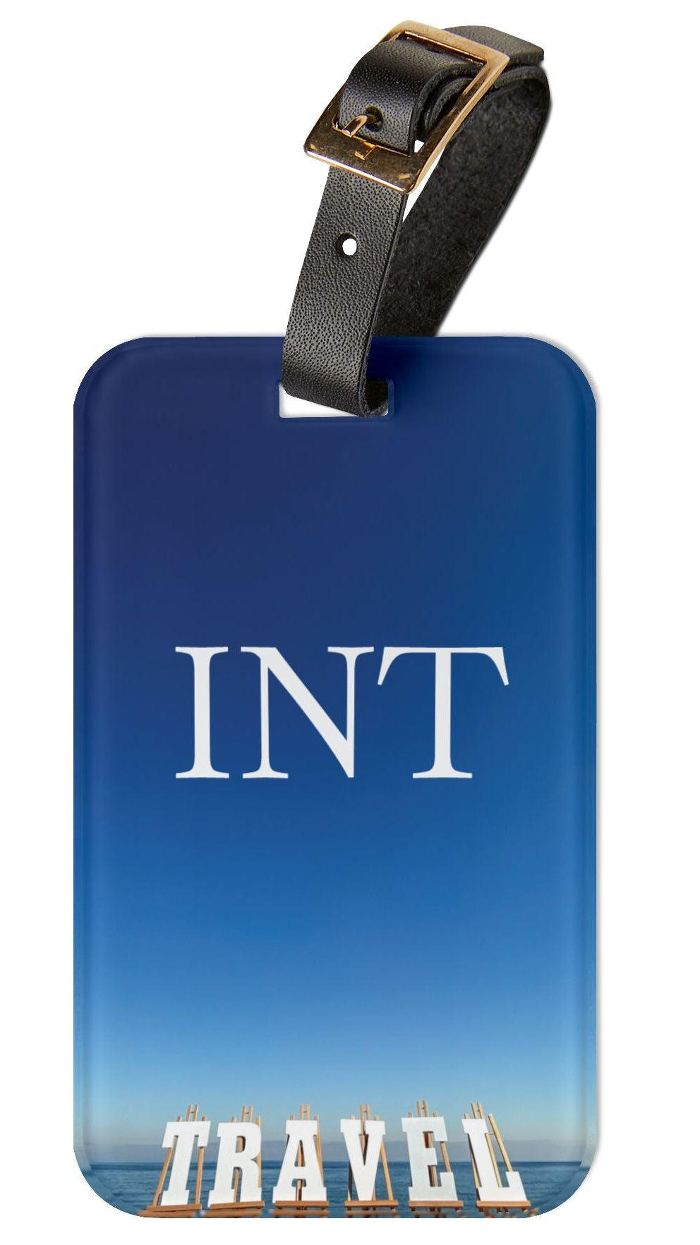 Acrylic Luggage Tag With Strap and info Card on the Back. (Personalized) "Seaside Travel Tag"