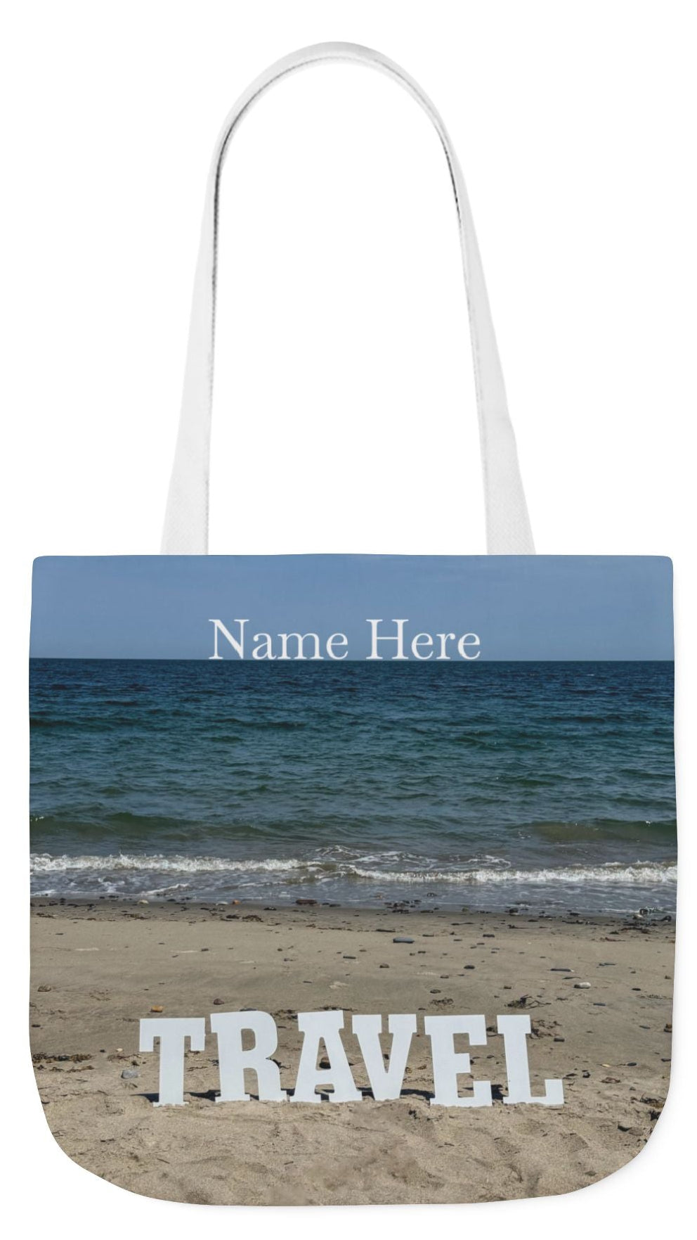 Travel Tote Bag 18” x 18” Same Print on Each Side. 4 Different Handle Color Options. “Beach Travel Bag Personalized"