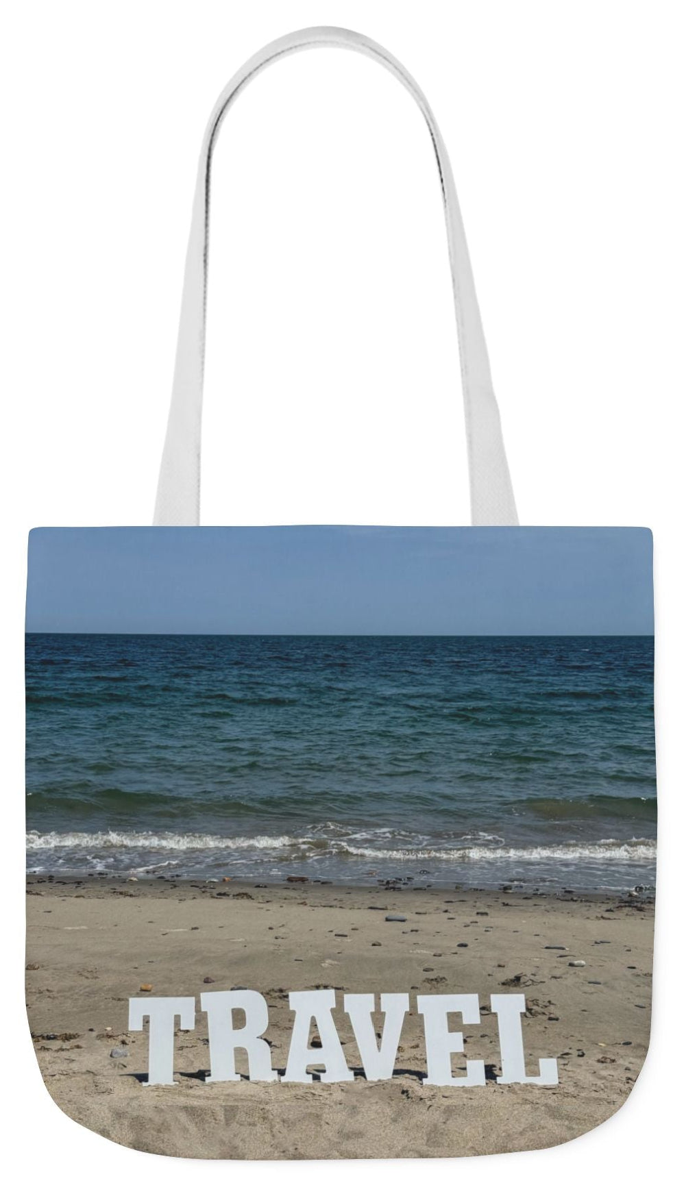 Travel Tote Bag 18” x 18” Same Allover Print on Each Side. 4 Different Handle Color Options. “Beach Travel Bag”(Personalize it)