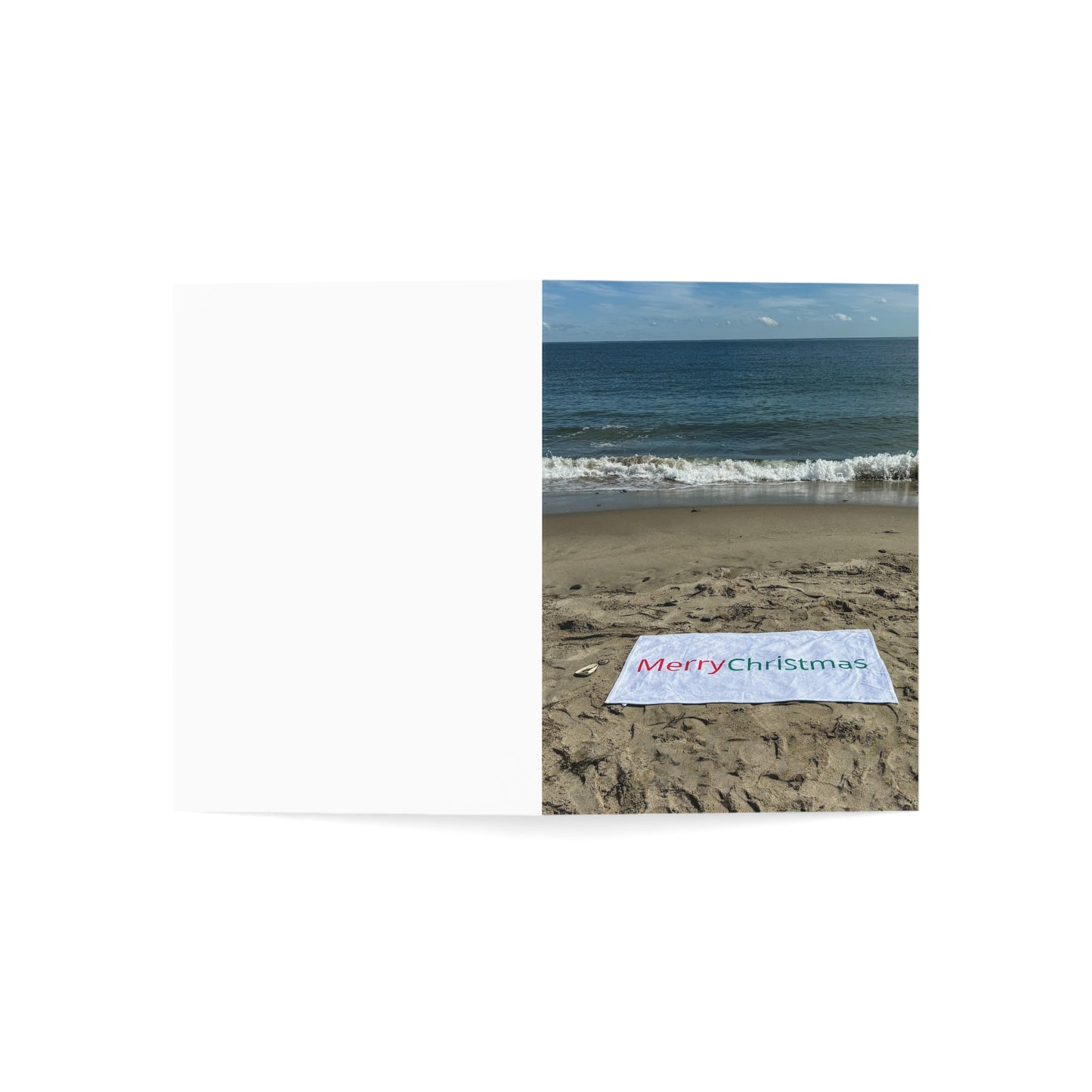 Christmas Cards 10 Pack with Envelopes Blank Inside 5" Width 7" Height  "Beachfront Christmas"