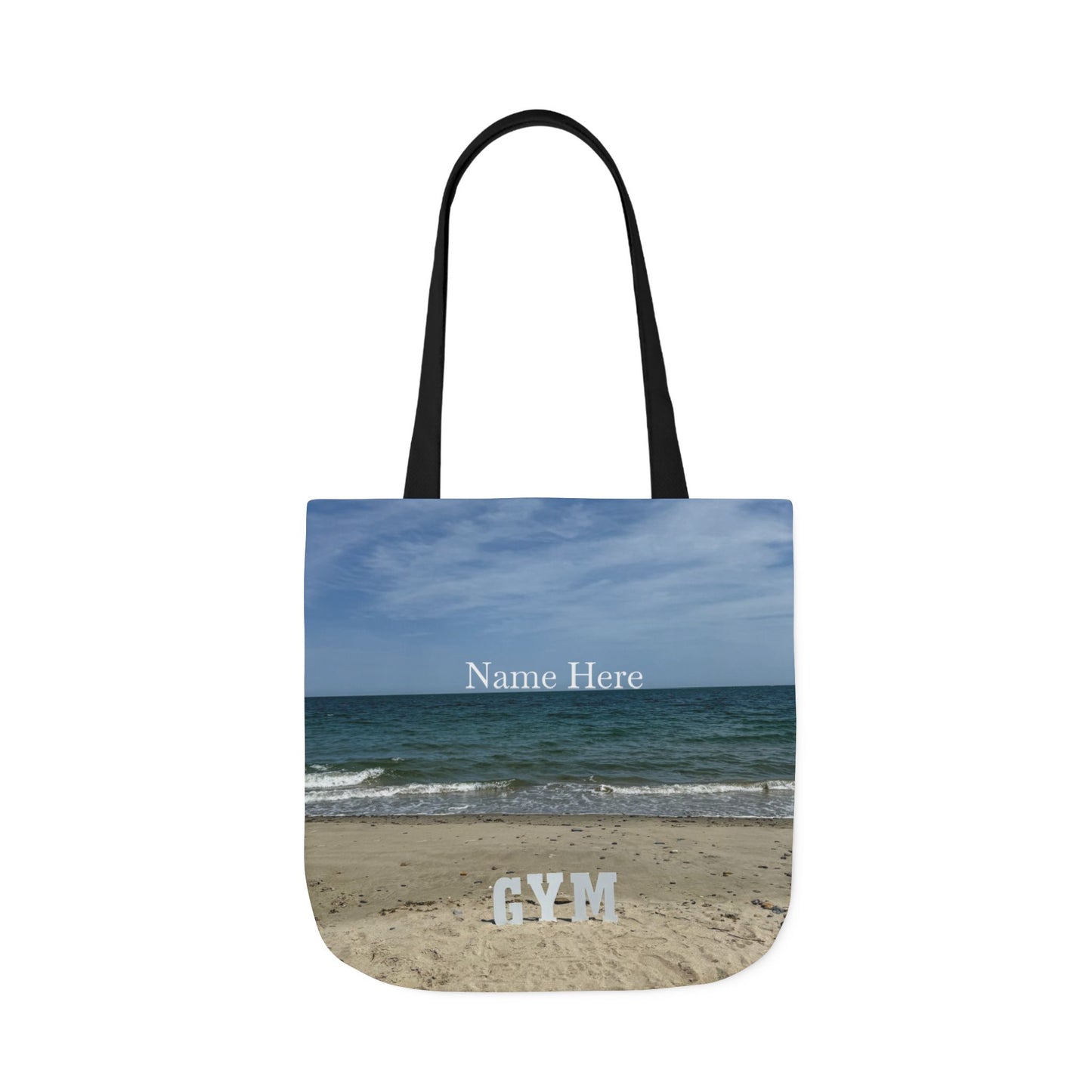 Gym Tote Bag 18” x 18” Same Print on Each Side. 4 Handle Color Options. “Beach Gym Bag Personalized"