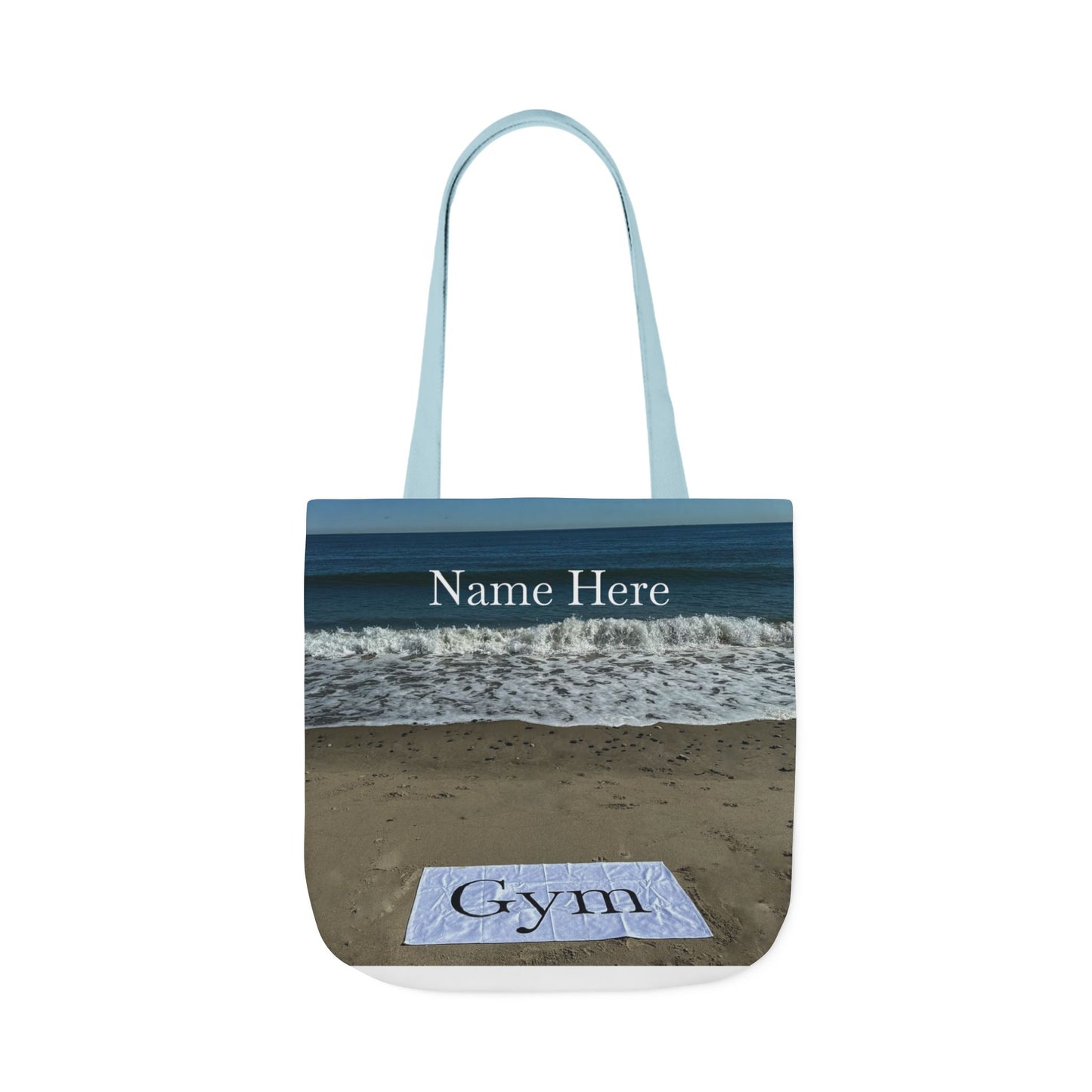 Gym Tote Bag 18” x 18” same print on each side. 5 Handle Color Options. "Beachfront Gym Bag