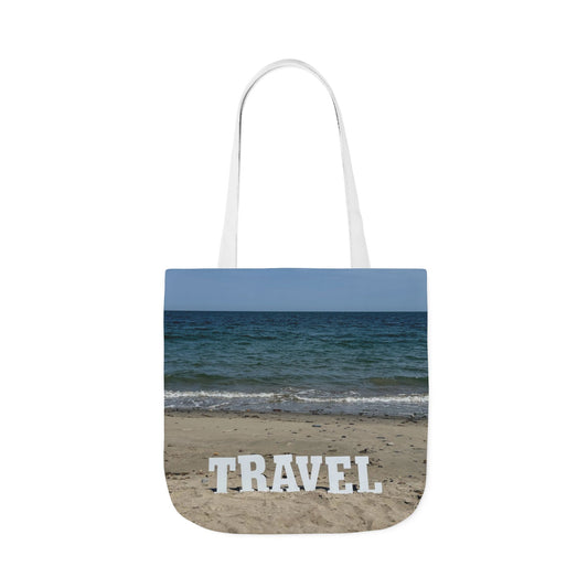 Travel Tote Bag 18” x 18” Same Print on Each Side. 4 Different Handle Color Options. “Beach Travel Bag”