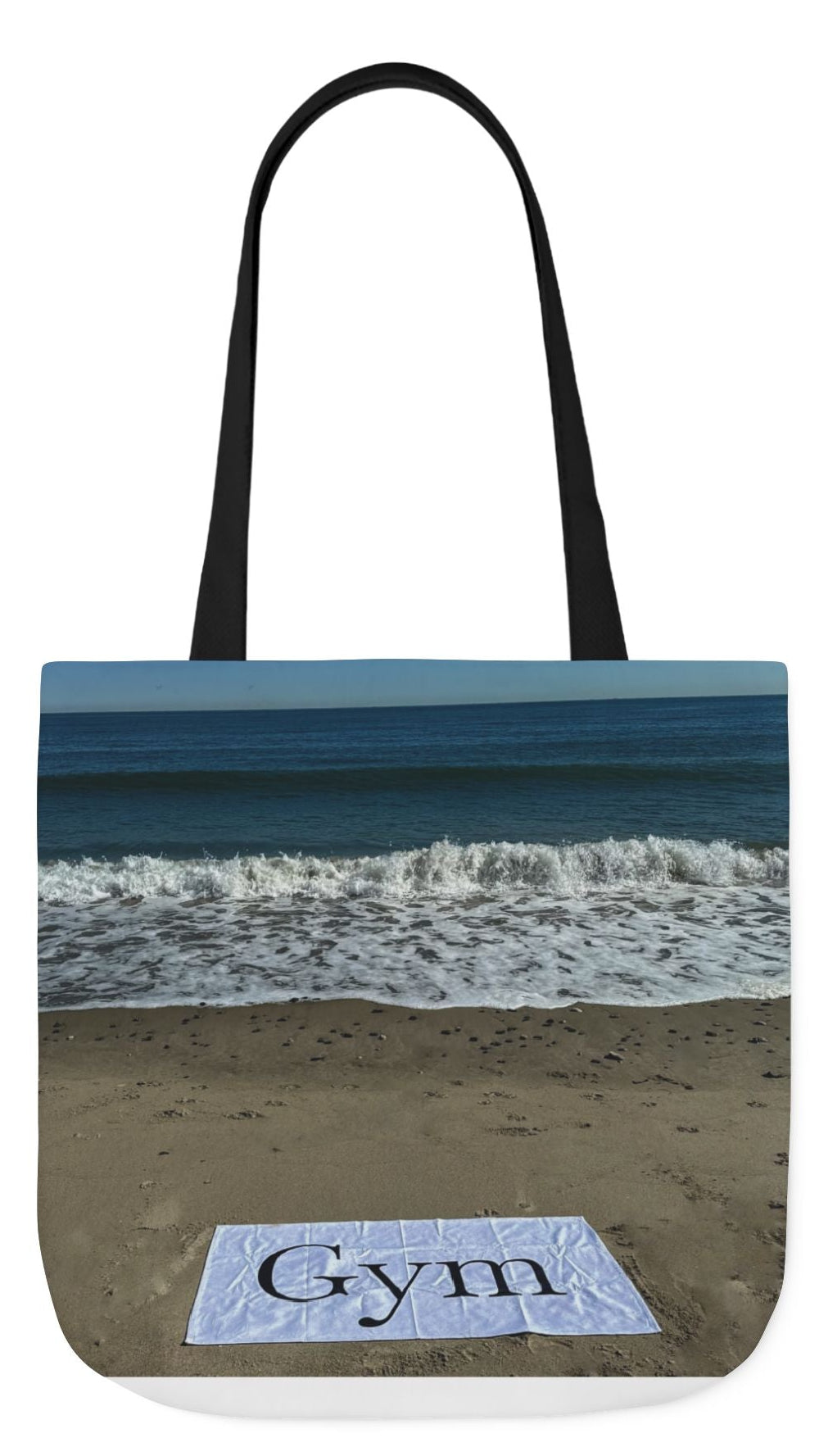 Gym Tote Bag 18” x 18” same print on each side. 5 Handle Color Options. "Beachfront Gym Bag