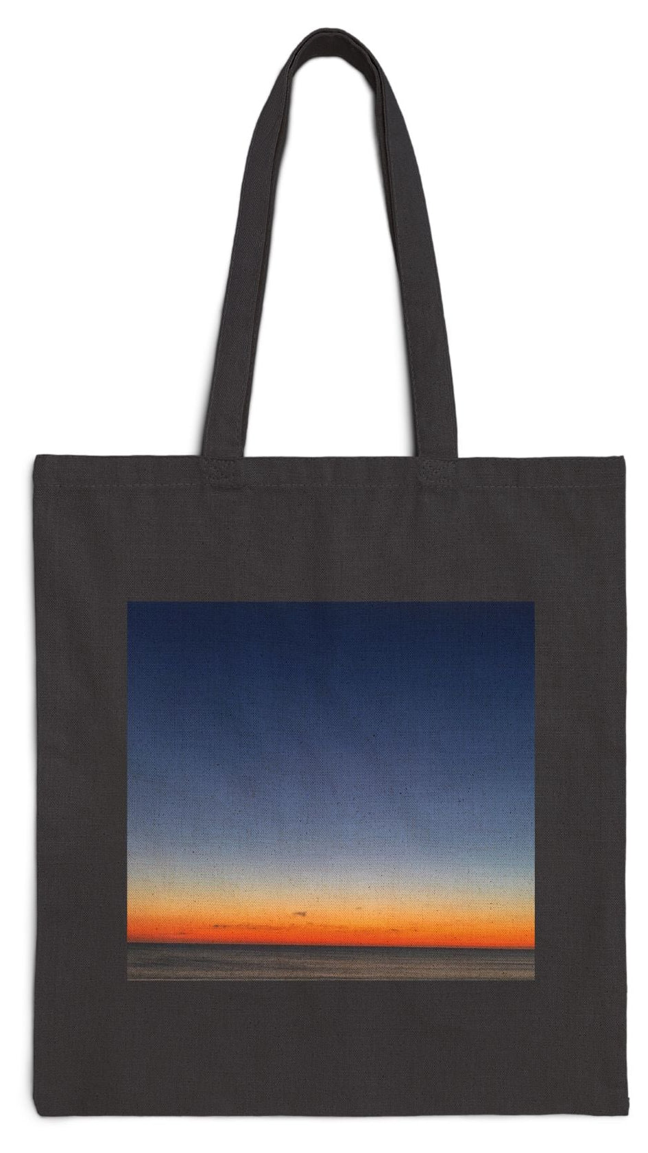Everyday Tote Bag 15" x 16" Black Cotton Canvas “Seaside Daybreak”