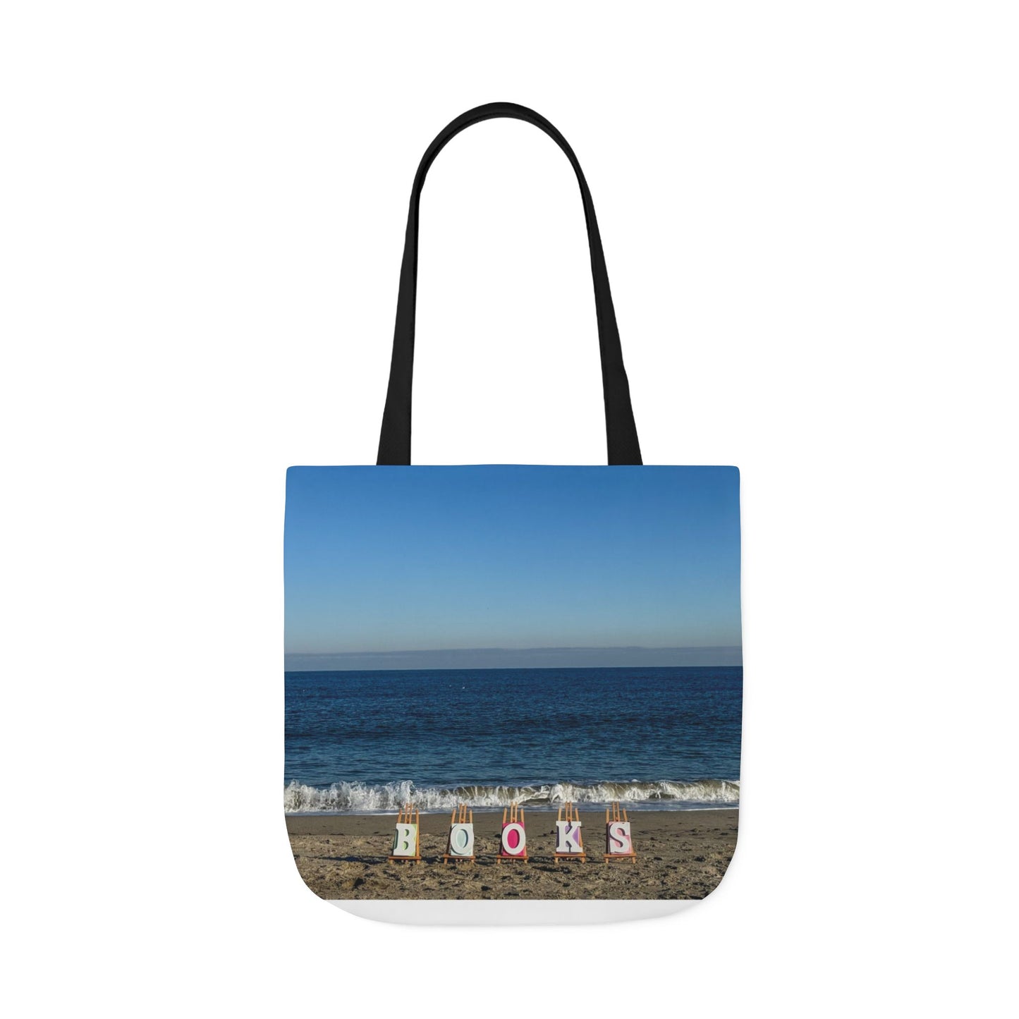 Book Tote Bag 18” x 18” different print on each side.5 Handle Color Options. “Seaside & Beachfront Book Tote Bag Personalized”